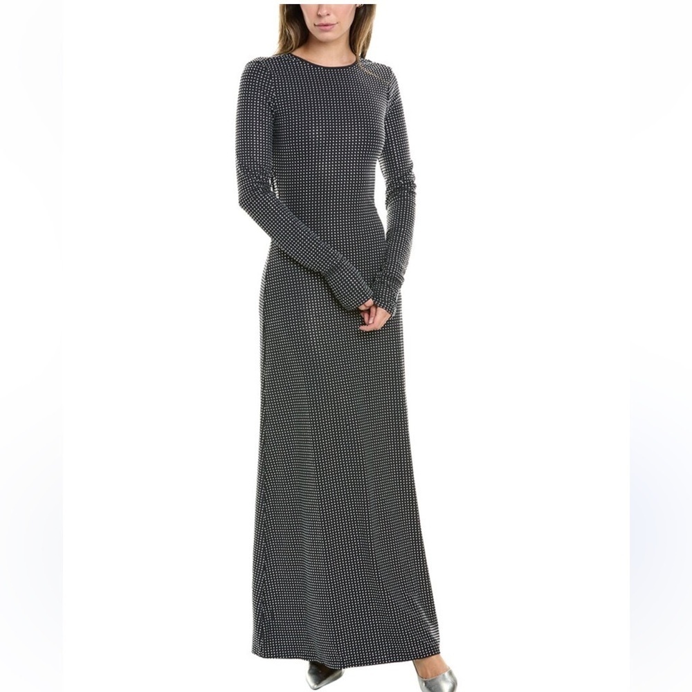 NWT WeWoreWhat Black Spandex Crystal Long Sleeve Backless Dress Size 6